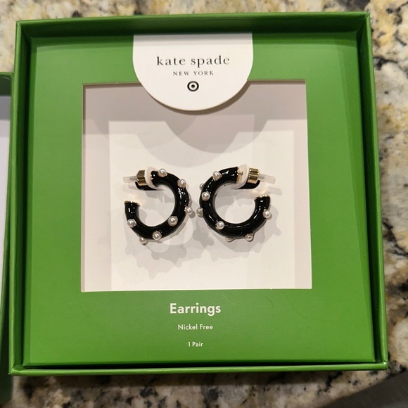 kate spade Jewelry - Kate Spade Black Hoop Earrings